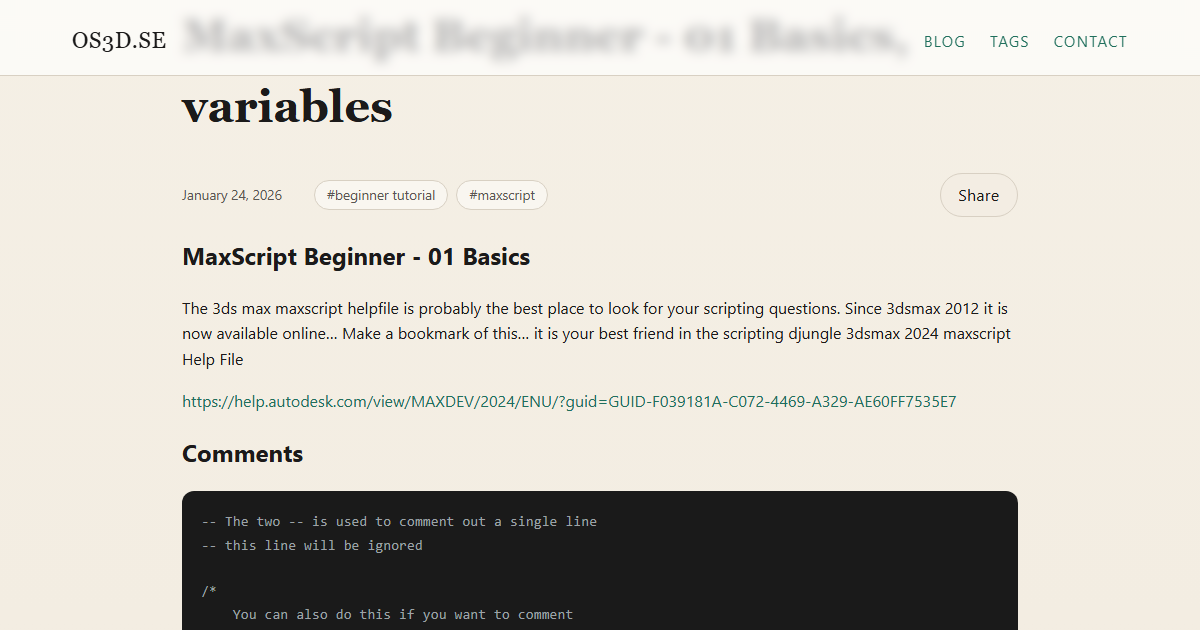 Preview of MaxScript Beginner - 01 Basics, variables