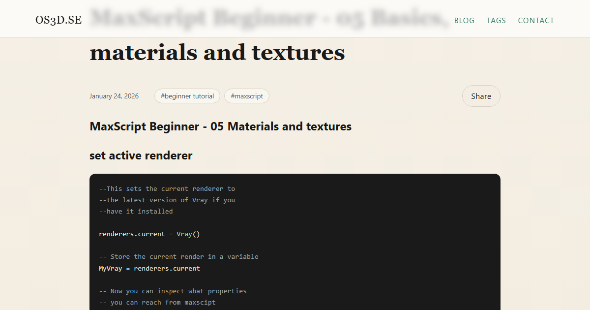 Preview of MaxScript Beginner - 05 Basics, materials and textures