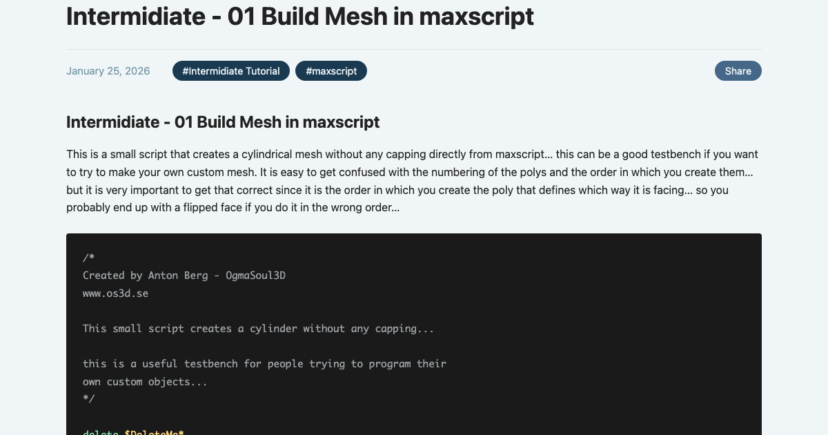 Preview of Intermidiate - 01 Build Mesh in maxscript