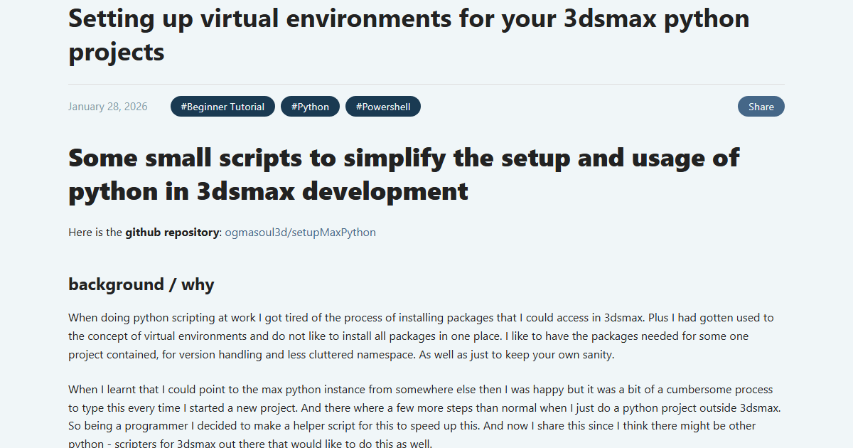 Preview of max python virtualenvironments